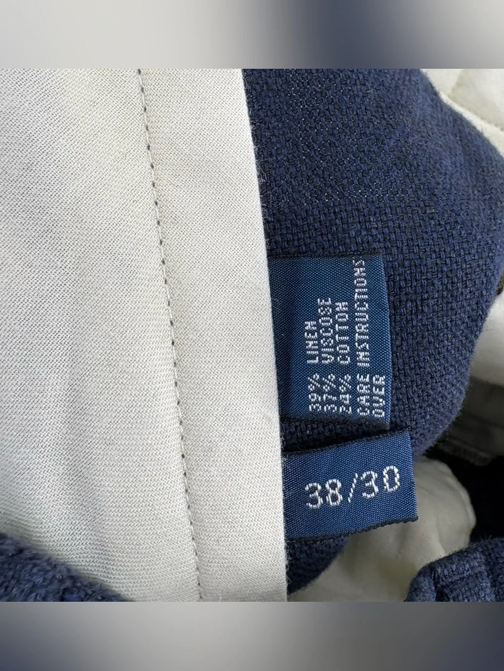 Polo Ralph Lauren Men’s 38x30 Navy Blue Pleated Wool Dress Pants Cuffed